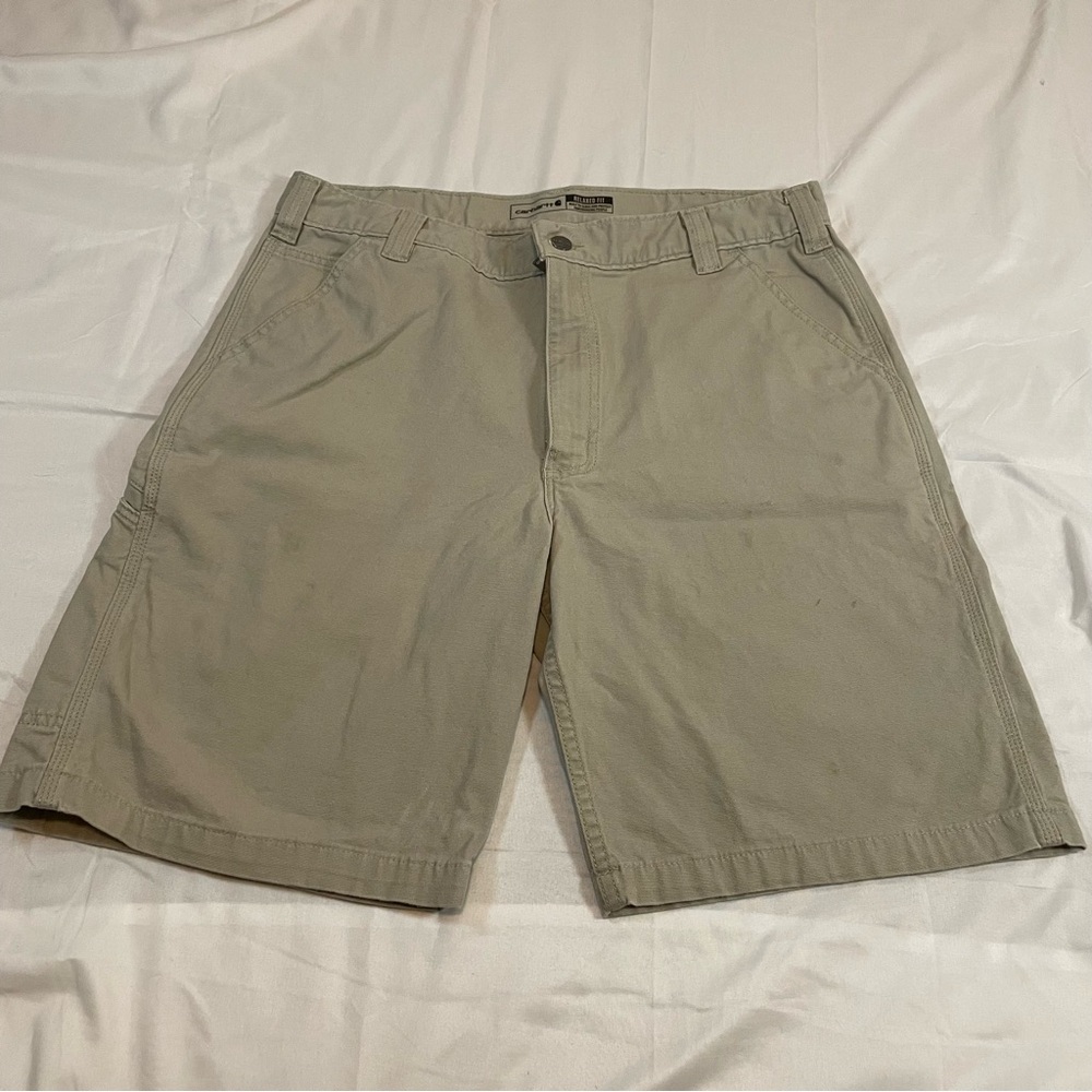 Carhartt Relaxed Fit Tan Flat Front Work Shorts